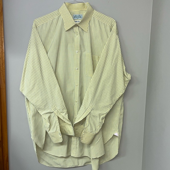 Thomas Pink Superfine Two-Fold Collar Shirt Ireland | Yellow plaid | XXL | EUC - Picture 1 of 6